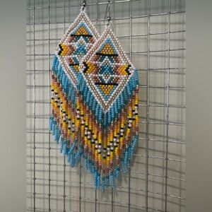 Large Handmade Seed Bead Earrings
